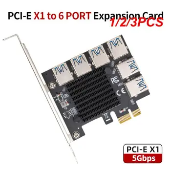 1 / 2 / 3PCS адаптер за компютърна разширителна карта за Btc Mining Miner 6 слота Pci Express множител Pci-e 4x 1 до 6 USB 3.0