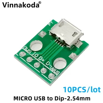 10pcs Micro USB към DIP адаптер 5pin женски конектор модул борда панел женски 5-пинов pinboard B тип PCB 2.54 MM