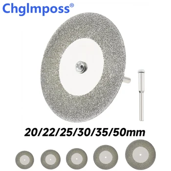 10pcs/Set 20/22/25/30/35/50mm диамантени дискове за рязане Saw абразивни колело покритие плосък скута диск с 2 пръти за рязане на стъкло метал