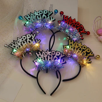 10pcs деца възрастни жени LED светят парти честит рожден ден лента за глава светлина венец лента за коса подарък Коледа