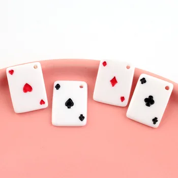 10pcs Сладък смола симулация покер талисмани висулки за жени бижута вземане направи си сам обеци Keychian огърлица аксесоари C317