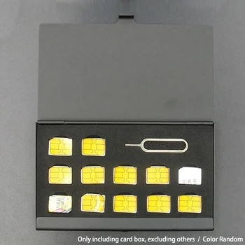 12-Slots-NANO+1-Slot-Card-Pin Алуминиев преносим SIM микро карта ПИН SIM карта Nano карта с памет кутия за съхранение Калъф протектор притежател