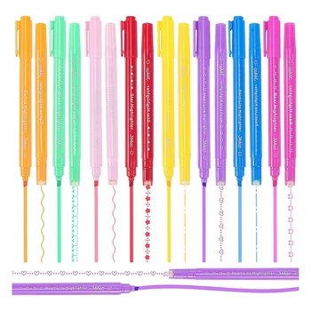 16 бр крива маркери писалка двоен връх маркери писалка маркери комплект с 8 различни криви за оцветяване, за деца