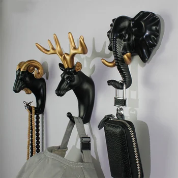 1PC животински главата модел стена висящи палто кука веранда декор декорация дома шапка ключ закачалка пробиване или без марка нокти инсталация