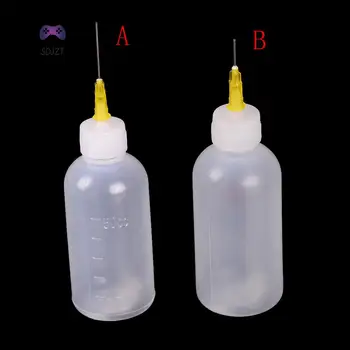 1pc многофункционален DIY модел за правене на 50ml пластмасова бутилка за дозиране със спринцовка игла лепило алкохол боя бутилка