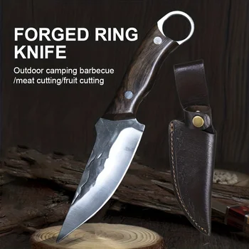 1pc преносим EDC къмпинг кухненски нож, коване на неръждаема стомана открит прав нож, многофункционален нож за кухня, барбекю