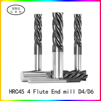 1pcs Hrc45 4 флейта край мелница 50L 75L 100L 1mm1.5mm 2mm 3mm 4mm 6mm CNC фреза резачка метал тела фреза