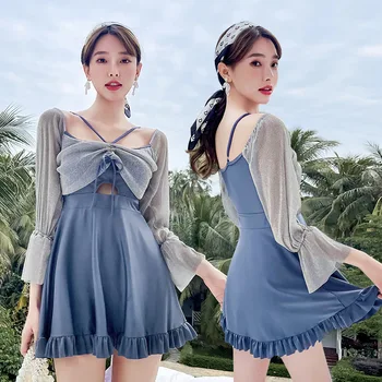 2021 Нови корейски секси жени твърди бански костюми едно парче бански женски монокини без гръб бански костюм Къпеща се висока изрязана банска пола