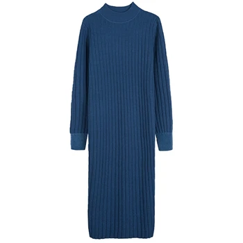 2022 Есен жени Bodycon обвивка пуловер рокля трикотажни дълъг ръкав случайни Midi рокля