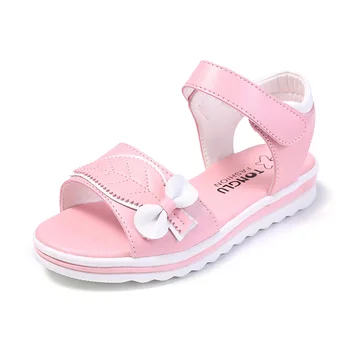 2022 Лък цвете детски сандали за момиче кожа плажни сандали деца лятна обувка принцеса сандали 4 5 6 7 8 9 10 11 12 13 Година