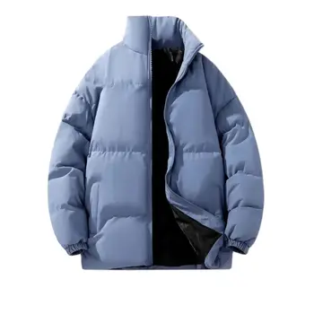 2023 Зимна нова мода водоустойчив ветроупорен плат мъжки удебелен памук палто американски стил плътен цвят постоянна яка костюм