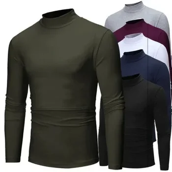 2023 Мъжка тениска с дълъг ръкав Младежка голяма пуловер плътен цвят руно дълъг ръкав подложка риза
