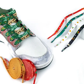 2024 Нови Връзки за обувки Коледна украса Спортни връзки за бягане Обувки Червено зелено Връзки за обувки Маратонки Връзки за обувки Плоски връзки за обувки