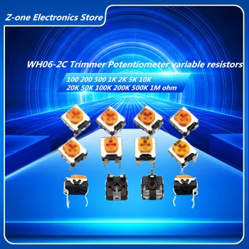 20PCS WH06-2C Тример потенциометър променливи резистори WH06 100 200 500 1K 2K 5K 10K 20K 50K 100K 200K 500K 1M ома