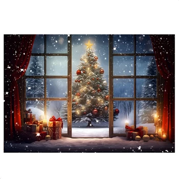210X150cm Коледна фонова кърпа Коледно дърво Снежинка парти декорация Детска фотография Фонова кърпа