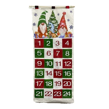 24 Джобове Плат Коледен календар Висящи орнаменти Парти Адвент шнур чанти Декорации Висулка орнаменти M68E