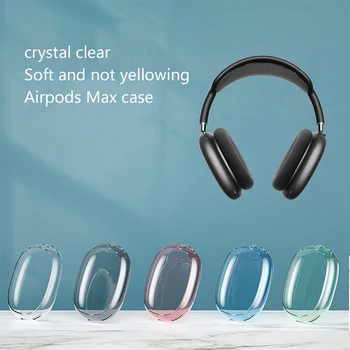  2pcs / комплект мек прозрачен капак против надраскване за AirPods Max TPU безжични удароустойчиви слушалки случай защитен ръкав протектор