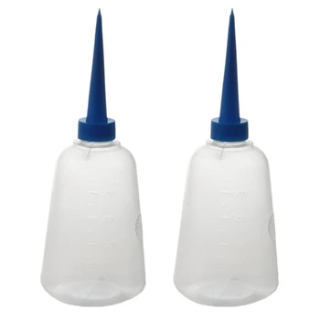 2X 250Ml Прозрачна бяла синя пластмасова бутилка с апликатор за течно лепило