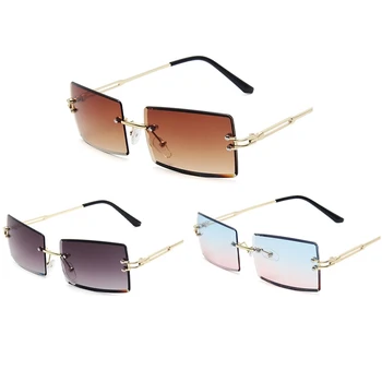 3 чифта без рамки правоъгълни цветни ретро прозрачни квадратни очила унисекс подходящ за ежедневно носене