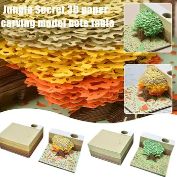 3D Tree House Memo Pad Kawaii Notepad с календар 2024 Блок Notepad Sheets House Pad Сладък Omoshiroi Memo 3D 260 Дърво F1H2