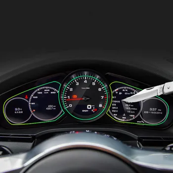 3бр Аксесоари за интериора на автомобила Измервателен уред за измерване на таблото Инструмент за защита на екрана Стикер филм за Porsche New Cayenne 2018
