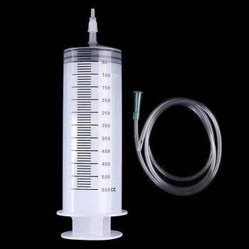 500ml CC спринцовка инжектор Прозрачна пластмасова голяма спринцовка за еднократна употреба с тръба за маркуч