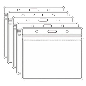50Pcs/Pack хоризонтална прозрачна PVC пластмасова лична карта значка притежателя с цип ID притежателя офис консумативи