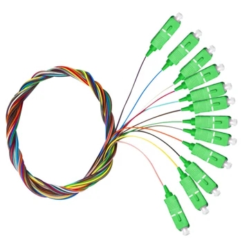 5PCS/lot 12 цвята SC/APC FC LC Pigtail-SM(9/125) Оптичен пач кабел/плитка 1M Fanout Оптични пигтейли SM симплекс