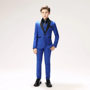 5pcs/set Комплект костюми за малки момчета с панталони, жилетка, риза, вратовръзка и яке