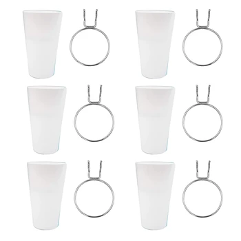 6 Комплекти Pegboard кошчета с пръстени пръстен стил Pegboard куки с Pegboard чаши Pegboard Аксесоари за държачи за чаши (бели)