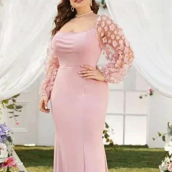A29 Розов площад русалка тромпет ликра майка на булчински младоженец рокли/официално сватбено тържество абитуриентски рокли 3D цветя безплатна доставка