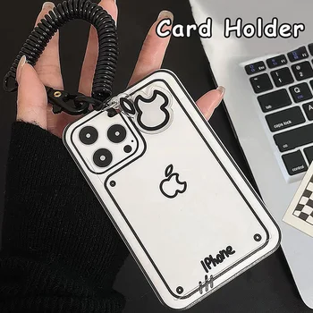 ABS Slide Photo Card Holder Anti-lost Keychain White Idol Protective Case Bag Bus Cards Sleeves ID Bank Cards Cover Supplies