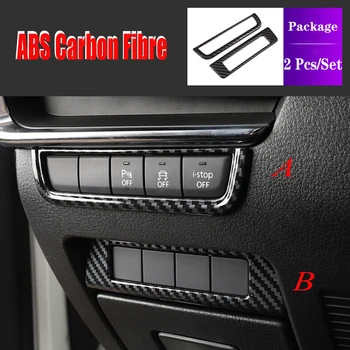 ABS въглеродни влакна / мат за Mazda 3 Axela 2019 2020Car ляв среден контрол кутия декорация стикер Cover Trim кола аксесоари