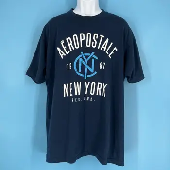 Aeropostale Aero 1987 Ню Йорк NYC тениска Мъжки размер 2XL Navy Blue