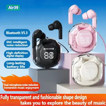 Air39 Прозрачна ENC игра за намаляване на шума Bluetooth слушалки дълъг живот на батерията Bluetooth 5.3 слушалки с дишащи светлини