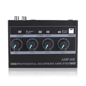 AMP-I4: Многоканален феросплавен усилвател за слушалки - подобрен комплект монитори (EU / US PLUG) 100-240V