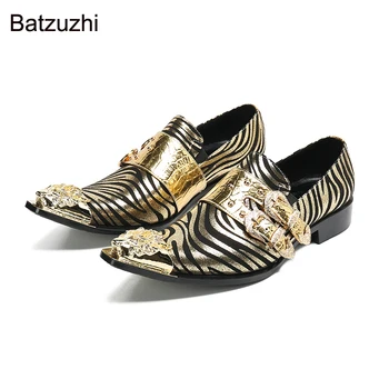 Batzuzhi италиански тип ръчно изработени мъжки обувки златен колан кожени обувки за мъже сватбени обувки и парти Zapatos Hombre, 38-47