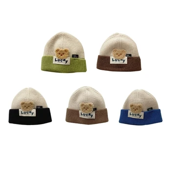 Beanie Cap плетене на една кука плетена шапка за коса зимна топла шапка за бебешка мечка