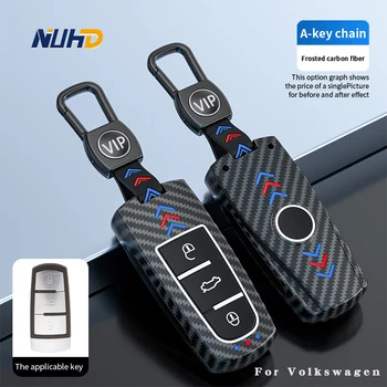 Car Carbon Fiber Key Case Ключодържател за Volkswagen VW CC Passat B6 B7 Passat 3C CC Maogotan Car Key Cover Protector Аксесоари