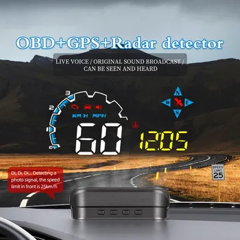 Car HUD Auto OBD2+GPS Head-up дисплей GPS цифров скоростомер Бордови компютър Аксесоари за аларма за превишаване на скоростта 100km ускорение