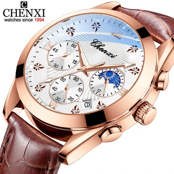 CHENXI Мода Мъжки часовници Спортни водоустойчиви светещи хронографи Военен часовник Луксозна марка Дата Мъжки кварцови ръчни часовници