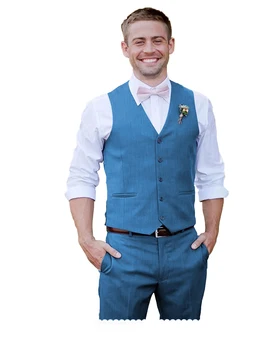 Classic Fit мъжки костюм 2023 младоженец v-образно деколте мъже костюми официален бизнес 2 парчета жилетка панталони Traje Hombre