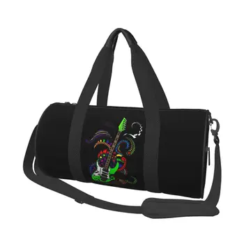 Colorful Rock Gym Bag Music Pop Cool Weekend Sports Bags Large Luggage Custom Handbag Funny Fitness Bag For Men