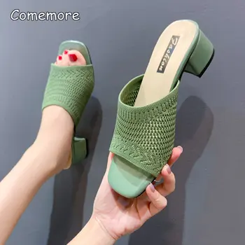 Comemore Лято 2023 Мода Плетени дамски чехли Ежедневни обувки Отворени пръсти Мулета Сандали Плажни джапанки Пързалки за жени Чехъл