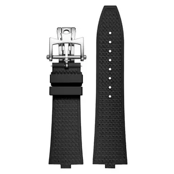 HAODEE Старши FKM флуорна гумена лента за часовник за Vacheron Constantin 4500V 5500V 7900 Каишка за часовник Vc изпъкнала уста 7mm