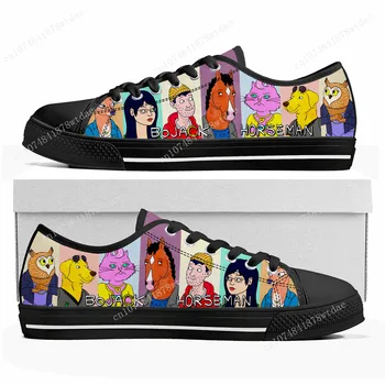Horse Man Low Top Sneakers Womens Mens Teenager BoJack Висококачествена платнена маратонка Casual Anime Cartoon Персонализирайте обувките