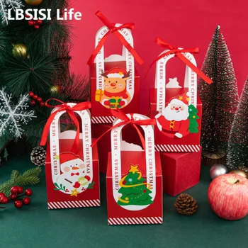 LBSISI Живот 10pcs Коледа Крафт хартия подаръчни кутии за бисквитка бонбони шоколад ябълка опаковка Коледа Нова година парти декорация