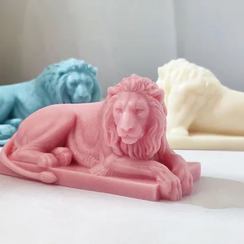 Lion форма силиконов мухъл 3D симулация лъв животно абстрактен мазилка свещ мухъл смола вземане инструмент DIY шоколад мухъл Начало декор