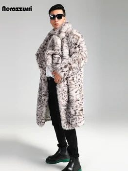 Mauroicardi Зима извънгабаритни цветни многоцветни дебели топли пухкави палто от изкуствена кожа Мъже Луксозни дизайнерски европейски дрехи 2023