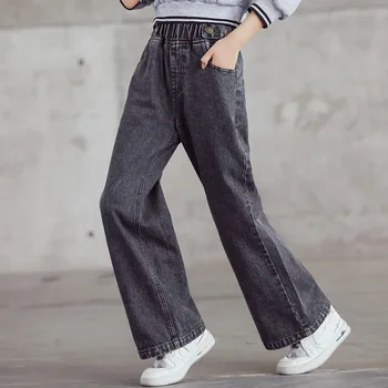 Modx дънки детски дънкови панталони тийнейджър студент ежедневни дънки за момичета ластик детски панталони